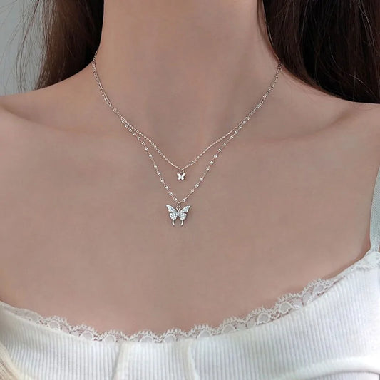 925 Sterling Silver CZ Butterfly Necklace